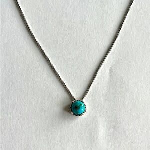 David Yurman Silver Necklace with Turquoise Pendant